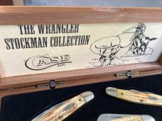 Case xx Rare Wrangler Stockman Collection. Set 0002. Torched Bone Handles +Roman Numerial Tang stamp
