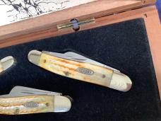 Case xx Rare Wrangler Stockman Collection. Set 0002. Torched Bone Handles +Roman Numerial Tang stamp