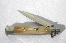 NEW FRANK BELTRAME 9" BEAUTIFUL HONEY HORN SCALES BAYONET BLADE ITALIAN STILETTO MANIAGO ITALY