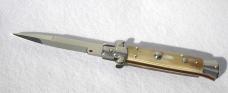 NEW FRANK BELTRAME 9" BEAUTIFUL HONEY HORN SCALES BAYONET BLADE ITALIAN STILETTO MANIAGO ITALY