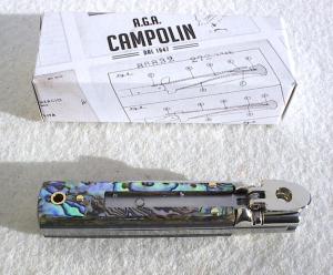 NEW A.G.A. CAMPOLIN 6" ABALONE SHELL SCALES AUTO LEVER LOCK MANIAGO ITALY 