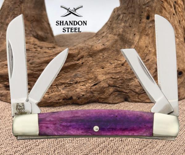 Rough Rider Congress Purple Pocket Knife Steel Blades PURPLE SMOOTH BONE 1259