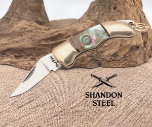 Rough Rider 1quot Miniature Folder Abalone Handle wLoop for NecklaceKeyring RR174