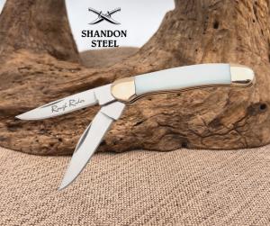 Rough Rider White Pearl Handles Mini Tiny Copperhead Folding Pocket Knife RR187