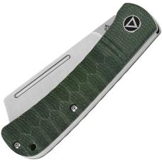 QSP Hedgehog Green Micarta Slipjoint 14C28N & Dark Brown Leather Sheath