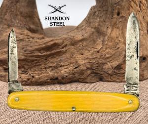 W Bingham Co Cleveland Ohio Vintage Two Blade Yellow Pen Pocket Knife 158