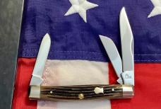Queen *Dan Burke* 2007 Stockman (MDL# Burke 26) Pocket Knife w/ Beautiful Winter bottom Bone Handles