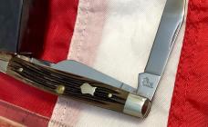 Queen *Dan Burke* 2007 Stockman (MDL# Burke 26) Pocket Knife w/ Beautiful Winter bottom Bone Handles