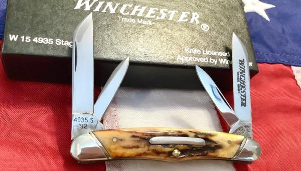1992 Winchester Medium Congress knife (Mdl# 4935 S) w/ Great Stag Handles 1992 Winchester Medium Congress knife (Mdl# 4935 S) w/ Great Stag Handles