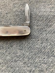 Vintage SPECTACULAR! O-V-B, HIBBARD SPENCER BARTLETT, Etched, "DeLuxe", 4-Blade, MOP Pocket Knife