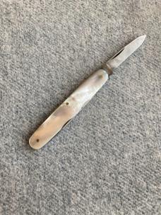Vintage SPECTACULAR! O-V-B, HIBBARD SPENCER BARTLETT, Etched, "DeLuxe", 4-Blade, MOP Pocket Knife