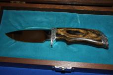 S & W Engraved Knife Silver hilt and buttcap. Ram Collector's Series Display box