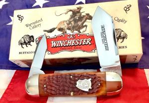 1990 Winchester xl Elephant Toe Mdl  w Super Brown Bone Handles Buffalo Head Shield -NOS 