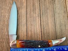 A.G. Russell Large Texas Toothpick Texas Ranger Commemorative 2003 European Red Deer Jigged Bone