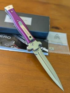 NEW 23CM 9 INCH AGA CAMPOLIN "ZERO" ANODIZED VIOLA ALUMINIUM POLISHED DAGGER BLADE AUTOMATIC 