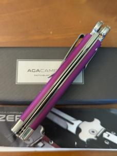 NEW 23CM 9 INCH AGA CAMPOLIN "ZERO" ANODIZED VIOLA ALUMINIUM POLISHED DAGGER BLADE AUTOMATIC 