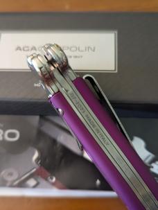 NEW 23CM 9 INCH AGA CAMPOLIN "ZERO" ANODIZED VIOLA ALUMINIUM POLISHED DAGGER BLADE AUTOMATIC 