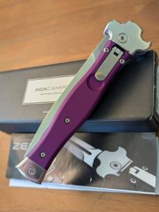NEW 23CM 9 INCH AGA CAMPOLIN "ZERO" ANODIZED VIOLA ALUMINIUM POLISHED DAGGER BLADE AUTOMATIC 