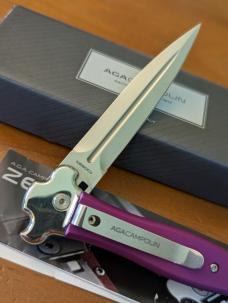 NEW 23CM 9 INCH AGA CAMPOLIN "ZERO" ANODIZED VIOLA ALUMINIUM POLISHED DAGGER BLADE AUTOMATIC 