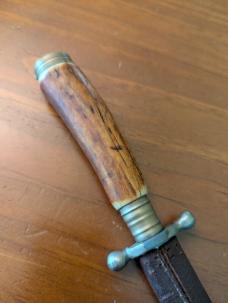 1960'S GERMAN LATAMA KRIS DOUBLE EDGED STAG DAGGER 22CM/8.75 INCH WITH SCABBARD 