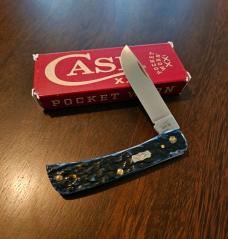 2026 Case Pocket Worn Mediterranean Blue Bone Sod Buster Jr. 
