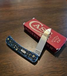 2026 Case Pocket Worn Mediterranean Blue Bone Sod Buster Jr. 