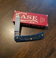 2026 Case Pocket Worn Mediterranean Blue Bone Sod Buster Jr. 