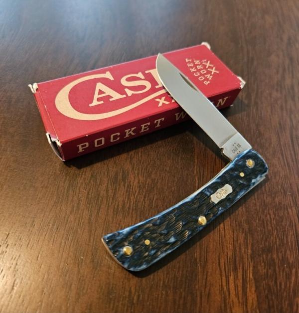 2026 Case Pocket Worn Mediterranean Blue Bone Sod Buster Jr. 