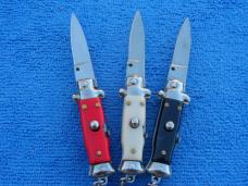 New 3-3/4"  Wasp Body Stiletto keychain Switchblade Knives set of 3 red white & black III