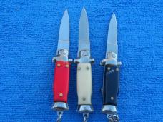 New 3-3/4"  Wasp Body Stiletto keychain Switchblade Knives set of 3 red white & black III
