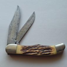 Vintage Ka-Bar USA 1184 Folding Hunter Knife Jigged Delrin 2-Blade Slipjoint