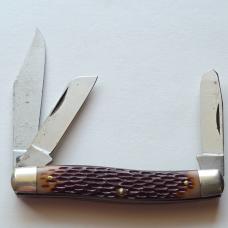 Vintage Schrade NY USA 881 Stockman Pocket Knife Jigged Delrin 3 Blade 4"