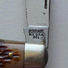 Vintage Schrade NY USA 881 Stockman Pocket Knife Jigged Delrin 3 Blade 4"