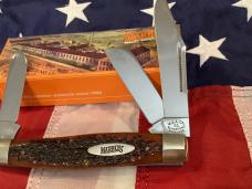 Marbles Gladstone, Large Premium Stockman w/ Red Carved Bone Stag Handles -NOS in Orig box