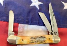 1980 Case xx Stockman Knife w/ Super Wide, Fat Boy Stag Handles, 75th Green Blade Etch -NOS