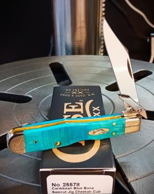2026 Case XX Cheetah Cub 611 12 Caribbean Blue Bone Sawcut Jig - Stainless Blade
