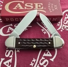 2026 Case Pocket Worn Canoe 62131 SS. Beautiful Corn Cob Jig Mahogany Bone handles. NIB