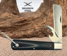 Navy Utility Folding Knife Stainless Steel Blade Black Synthetic Handle (180)
