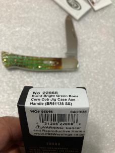 Case XX Axe Handle Burnt Bright Green "Lizard Skin", Shepherd Hills Exclusive 22868