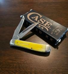 2024 Case XX Yellow Smooth Bone Mini-Trapper Wharncliffe blade