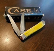 2024 Case XX Yellow Smooth Bone Mini-Trapper Wharncliffe blade