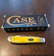 2024 Case XX Yellow Smooth Bone Mini-Trapper Wharncliffe blade
