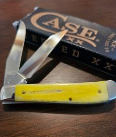 2024 Case XX Yellow Smooth Bone Mini-Trapper Wharncliffe blade
