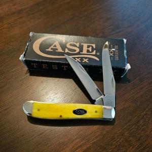 2024 Case XX Yellow Smooth Bone Mini-Trapper Wharncliffe blade