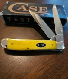 2024 Case XX Yellow Smooth Bone Mini-Trapper Wharncliffe blade