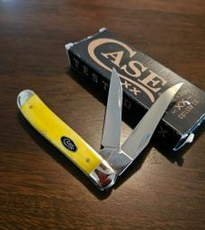 2024 Case XX Yellow Smooth Bone Mini-Trapper Wharncliffe blade