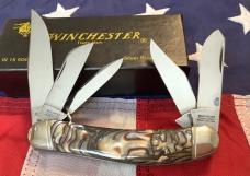 1989 Winchester 5 Blade Sowbelly Stockman (Mdl# 5049) w/ Silver Brown Pearl Handles -NOS in orig box