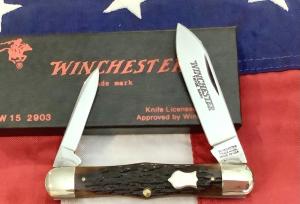 1990 Winchester Half Whittler Mdl 2903 w Nice Brown Bone Handles -NOS in Orig Box