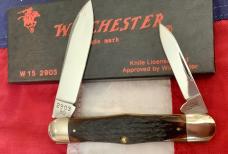 1990 Winchester Half Whittler (Mdl# 2903) w/ Nice Brown Bone Handles. -NOS in Orig Box