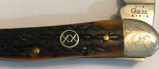 New In Original Box Case Dark Amber Bone Barbed Wire  Seahorse with Scrol